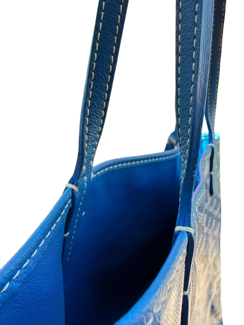 Genuine GOYARD Goyardine Sky Blue Anjou Reversible Mini Tote Bag